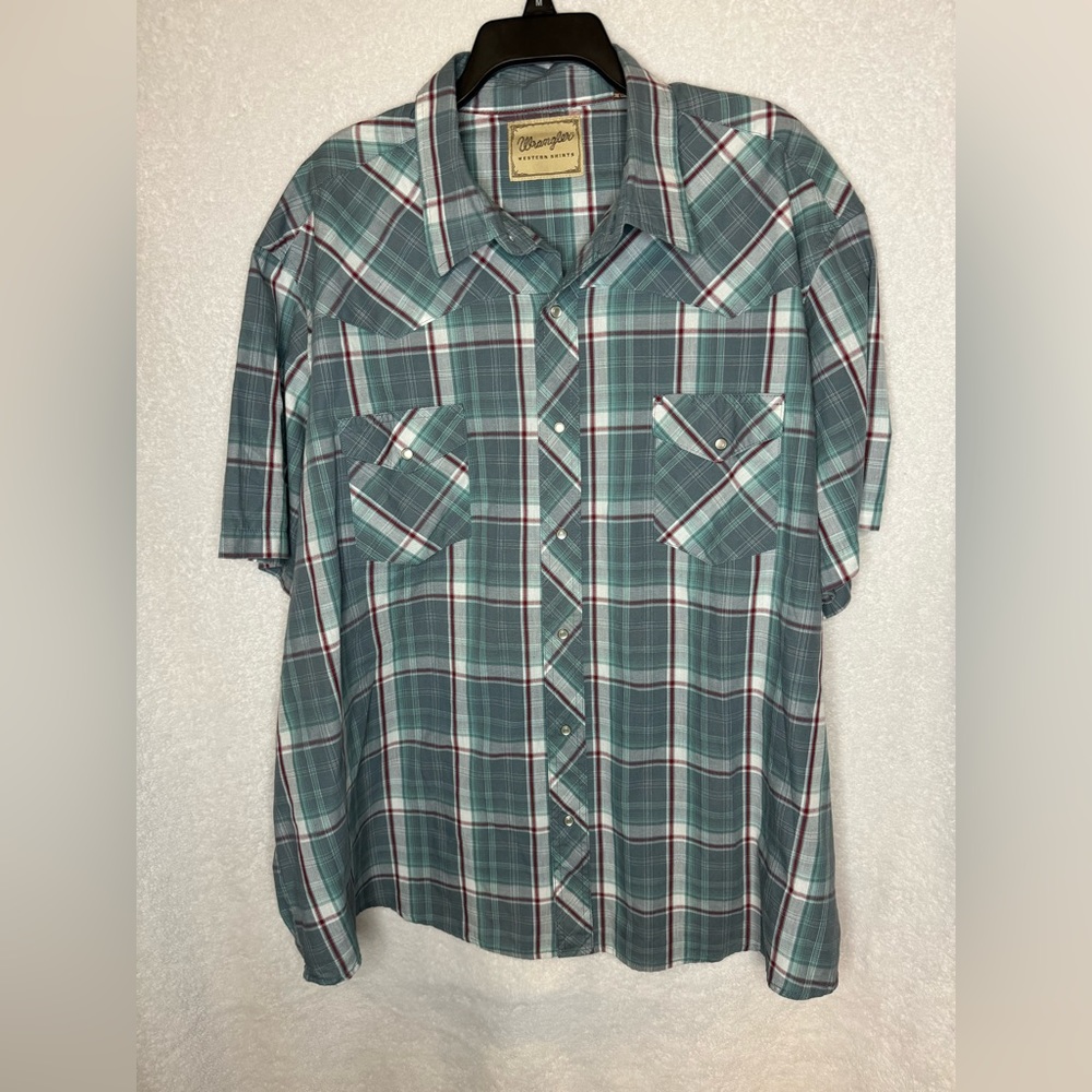 Wrangler Men's 3XL Short Sleeve Snap On Plaid Shirt RN#130273 CA#55394